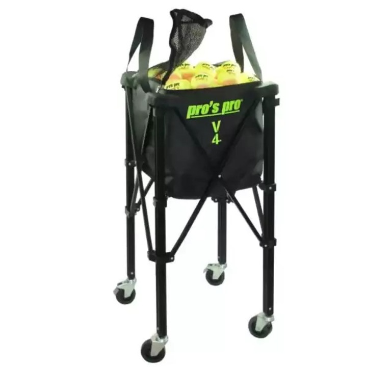 Cos pliabil profesional Pro's Pro, pentru 150 mingi de tenis, culoare neagra