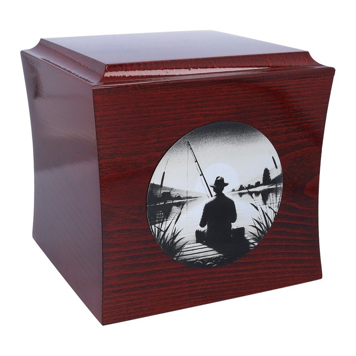 Urna funerara tematica cu imaginea unui pescar, Remember Forever