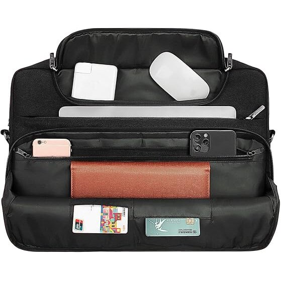 Geanta laptop 15-15,6 inch, impermeabila, curea umar detasabila, 430x305x57mm, geanta de umar pentru Notebook, Lenovo IdeaPad, Apple/Asus, Dell XPS 15, Pavilion 15 ENVY 15, negru