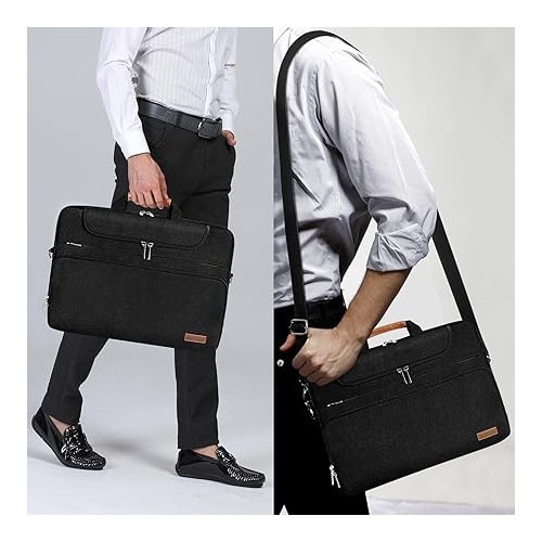 Geanta laptop 15-15,6 inch, impermeabila, curea umar detasabila, 430x305x57mm, geanta de umar pentru Notebook, Lenovo IdeaPad, Apple/Asus, Dell XPS 15, Pavilion 15 ENVY 15, negru