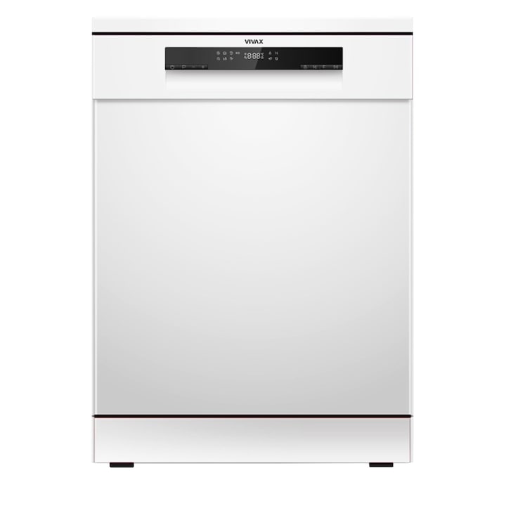 Masina de spalat vase VIVAX DW-601473C, 14 Seturi, 7 Programe, Clasa E, Eco, Trei cosuri, Spalare 360°, Intensiv, Autocuratare, Quick Wash, Half load, Control touch cu iluminare LED, Blocare acces copii, Avertizare sare, 60cm, Alb