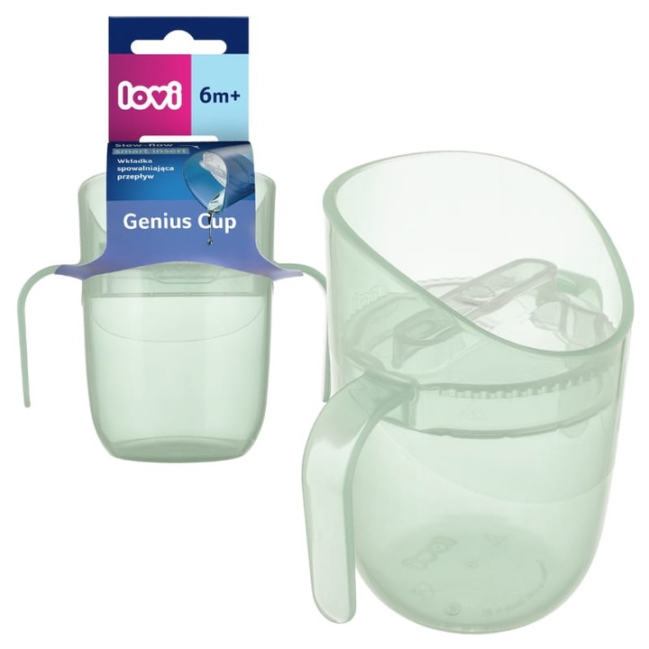 Set Cana Lovi Genius 150 Ml Cu Insertie De Incetinire A Fluxului Si Manere Ergonomice, Lovi, Material Fara Bpa, Potrivit Pentru Spalare In Masina De Spalat Vase Si Incalzire In Cuptorul Cu Microunde, 12 x 10 cm, Verde