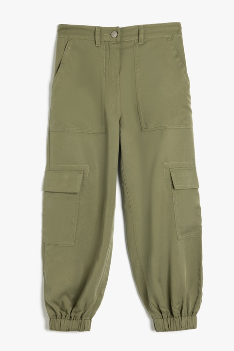 KOTON, Pantaloni cargo din lyocell, Kaki