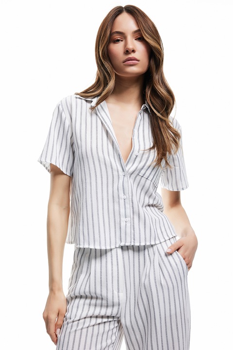 KOTON, Camasa crop cu dungi, Alb