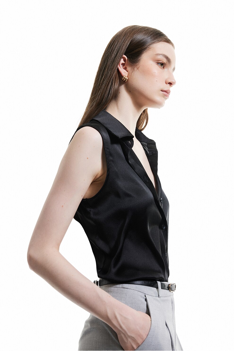 KOTON, Camasa uni slim, Negru, 44