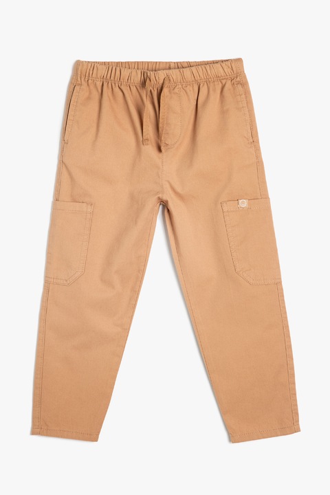 KOTON, Pantaloni de bumbac cu snur in talie, Maro
