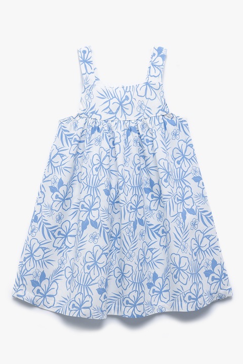 KOTON, Rochie lejera cu bretele si model floral, Alb/Albastru deschis