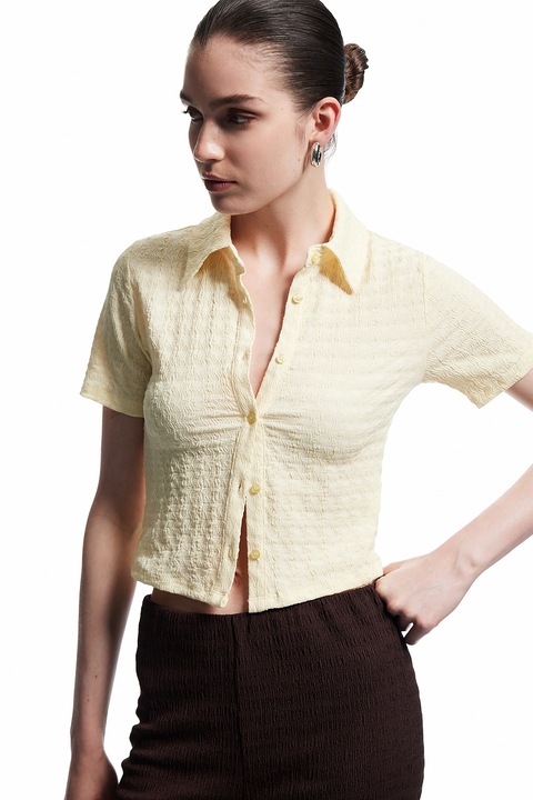 KOTON, Camasa crop texturata, Galben pai