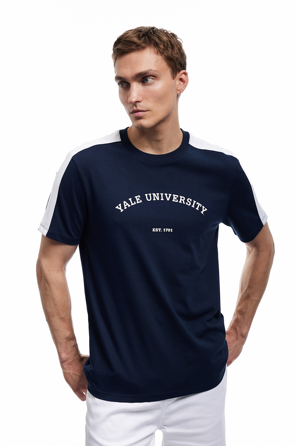 KOTON, Tricou de bumbac cu text, Albastru ultramarin, S