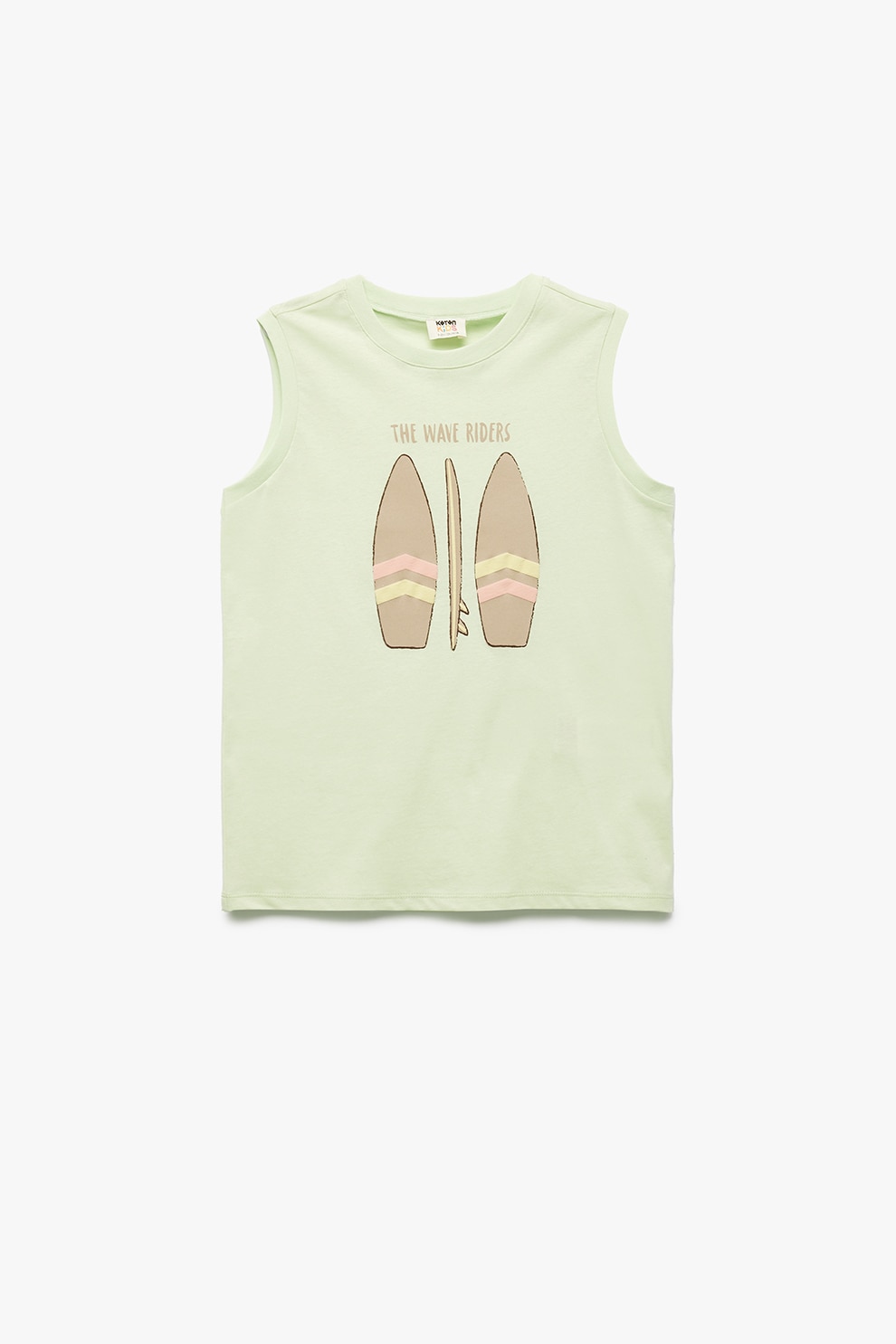 KOTON, Top cu decolteu la baza gatului si imprimeu grafic, Verde masliniu, 134-140 CM