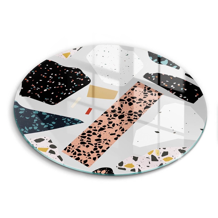 Üveg vágódeszka, Wallfluent, Kőkő, Ø30 cm, Többszínű