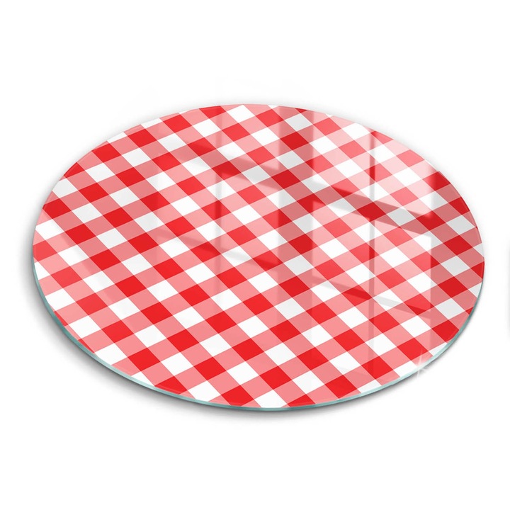 Üveg vágódeszka, Wallfluent, Grila albă roșie, Ø30 cm, Piros