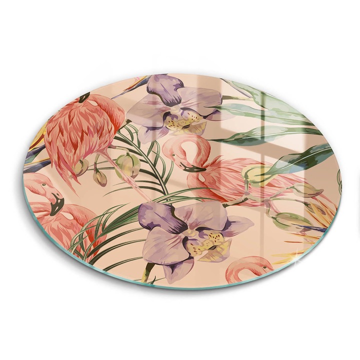 Üveg vágódeszka, Wallfluent, Flamega illusztráció, Ø30 cm, Narancs