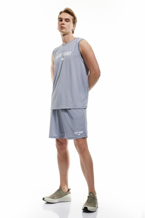 KOTON, Pantaloni scurti de trening cu snur pentru ajustare, Gri deschis