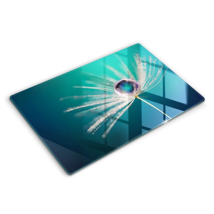 Üveg vágódeszka, Wallfluent, Rosa egy pitypangon, 80x52 cm, Kék