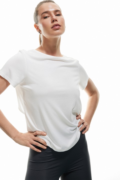 KOTON, Tricou din amestec de modal cu decupaj pe partea din spate, Alb