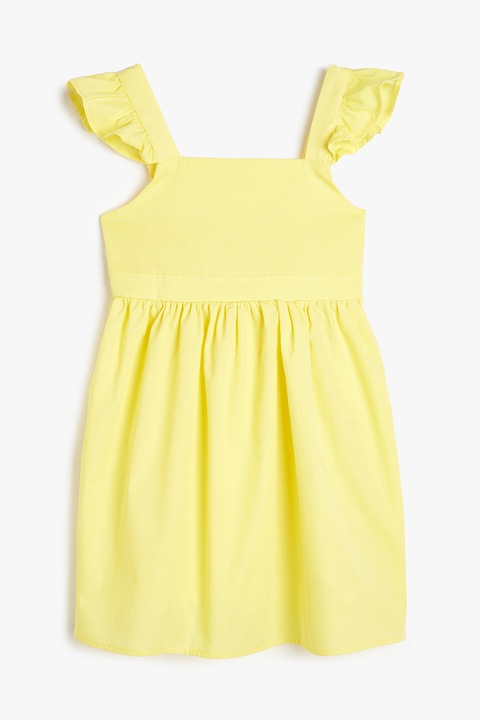 KOTON, Rochie din bumbac cu detalii cu volane, fara maneci, Galben