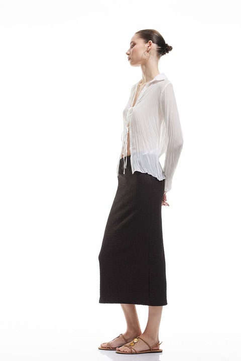 KOTON, Fusta tub texturata, Maro inchis