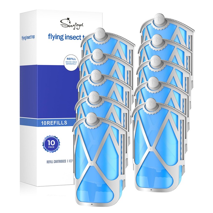 10 db ragasztós utántöltő készlet Zevo M364, SWJOYOL szúnyogcsapda készülékhez, Fehér, 24x8cm, Biztonságos és Könnyen Cserélhető