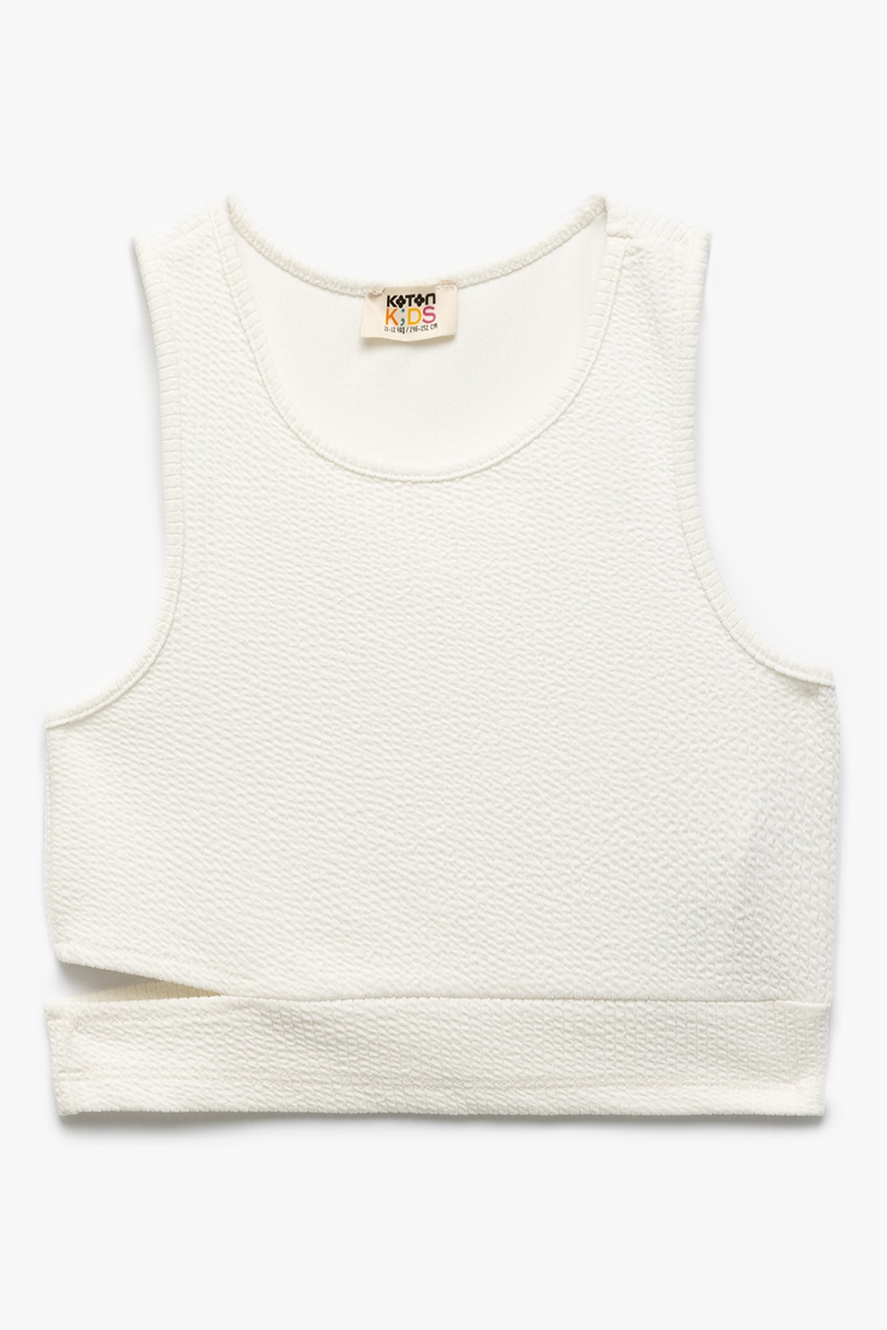 【BEEDEN】　2P CUT TOPS KOTON, Top crop cu decupaj, Alb fildes, 110-116 CM - eMAG.ro