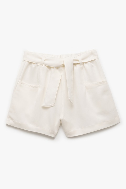 KOTON, Pantaloni scurti din amestec de modal cu cordon in talie, Alb fildes