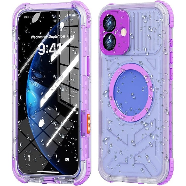 Husa telefon ShellBox Case pentru iPhone 16 Plus, impermeabila IP68, rezistenta la socuri, violet, 6.7 inch
