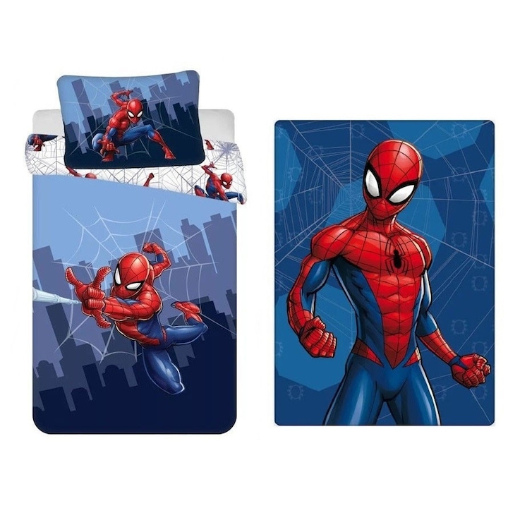 Детски комплект спално бельо Спайдърмен и поларено одеяло (City Swinger)