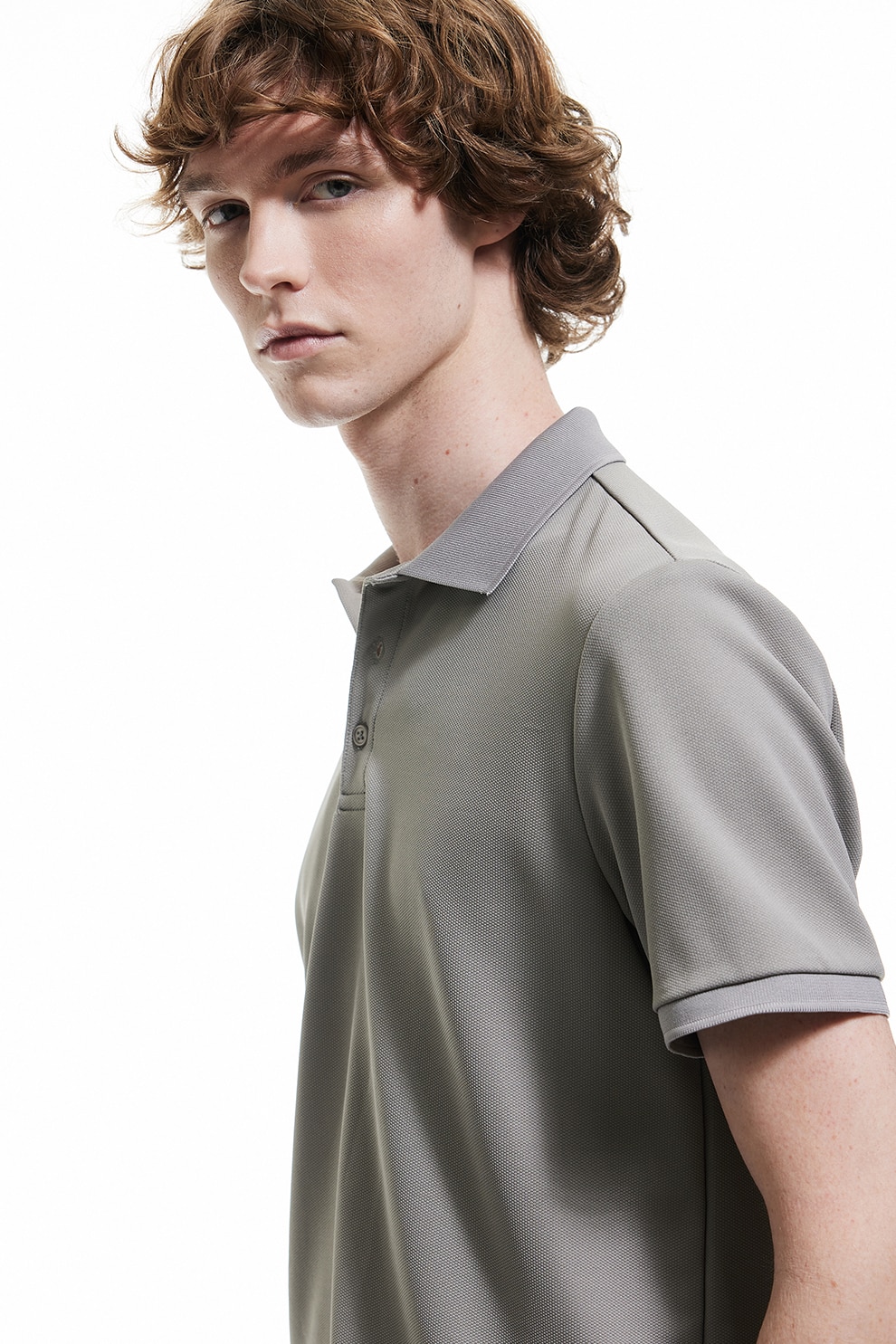 KOTON, Tricou polo cu model uni, Gri melange, S