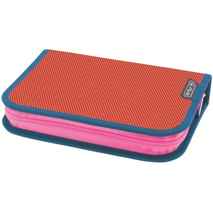 Felszerelés nélküli tolltartó Herlitz Uni Red, szivacs külsővel, poliészter, 13,5x19,5x3 cm