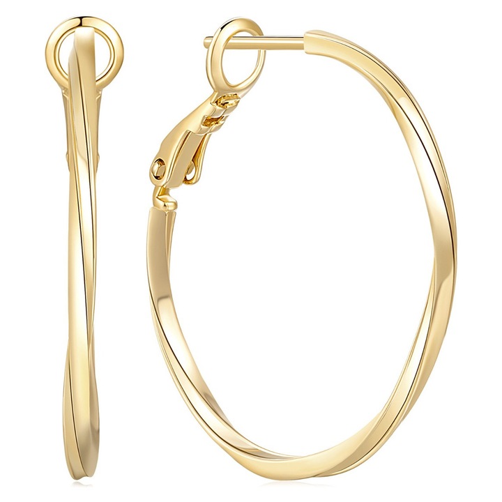 Cercei aur 14k mari twist cercei aur 14k dama rotunzi cercei de aur 14k modele noi cercei aur rotunzi clasici 14k