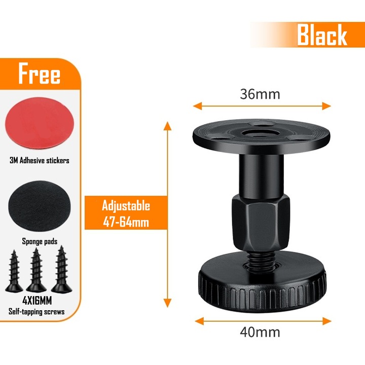 Комплект от 4 регулируеми крака за мебели, Axroad Mall, Противохлъзгащи, Товароносимост на един крак 200 кг, Монтаж с винтове/лепило, Водоустойчиви, Устойчиви на ръжда, Височина 47-64 мм, Въглеродна стомана/ABS, Черни