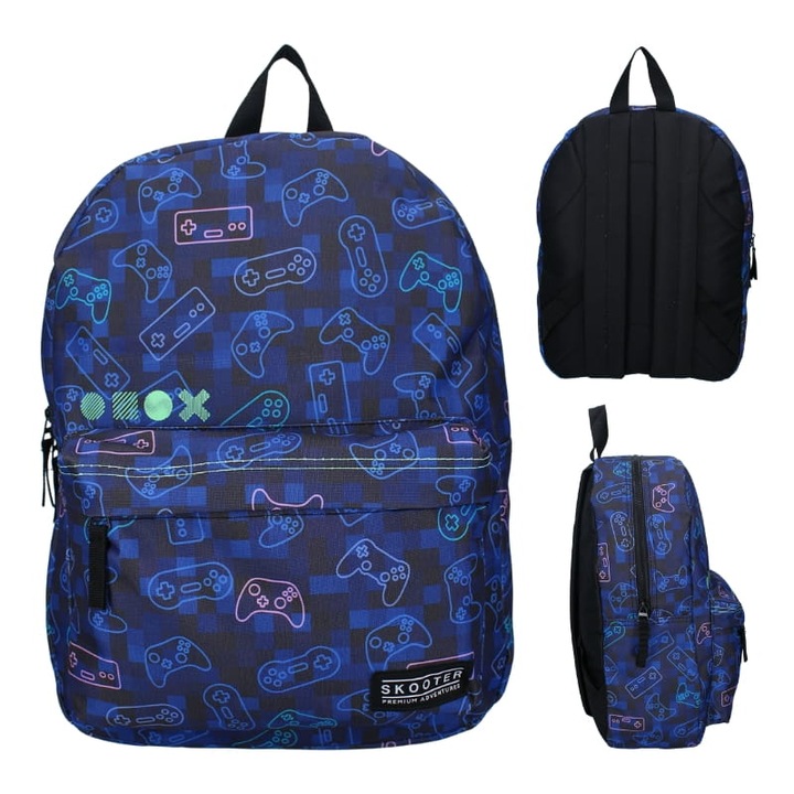 Rucsac Scolar, Vadobag, Material Poliester, Numar De Buzunare 2 (Principal + Buzunar Frontal), Bretele Reglabile, Moale, Maner Pentru Suspendare, 39 x 29 x 12 cm, Albastru Inchis