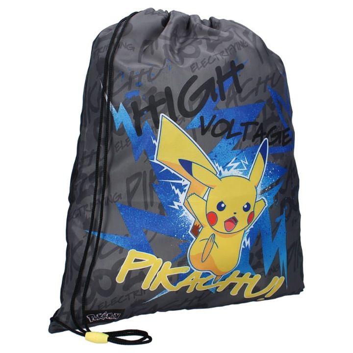 Sac Pentru Incaltaminte, Vadobag, Material Poliester, Inchidere Snur, Model Pokémon Gotta Catch ‘Em All, Constructie Usoara, Calitate Superioara, Utilizare Sigura, 44 x 37 cm, Multicolor