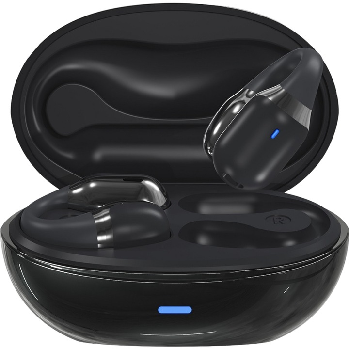 Vezeték nélküli F16 Bluetooth 5.4 fejhallgató, fekete, zenehallgatáshoz és sporthoz, hívásfogadó funkcióval