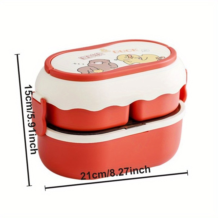 Fericirea obiecte dublu strat de izolare muncitori pranz cutie cu cuptor cu microunde incalzire caseta rosie