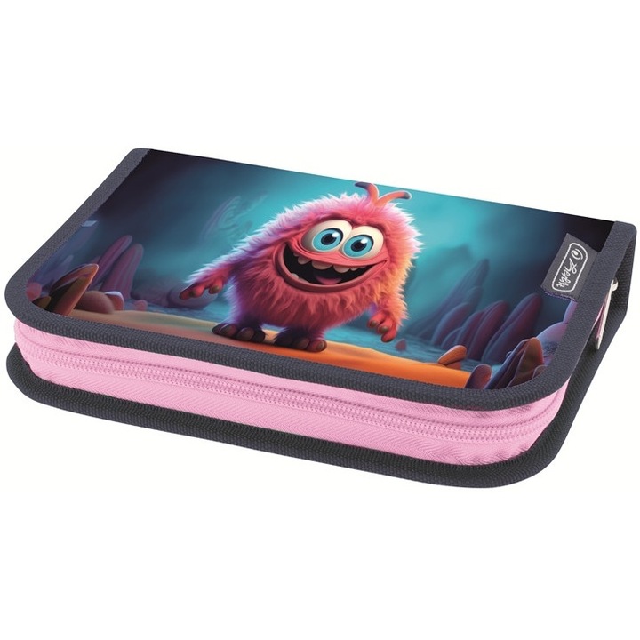 Несесер за моливи с 1 капак, Розово чудовище, Herlitz, Необорудван