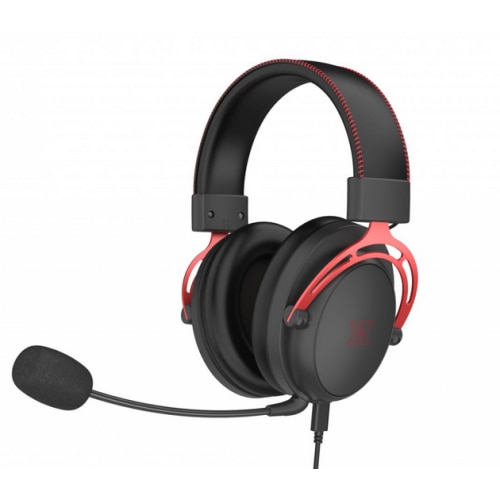 Casti gaming cu fir Serioux Nimbus, microfon omnidirectional, 3.5 mm + USB 7.1, rosu/negru