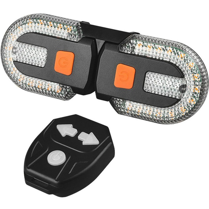 Lumina bicicleta, Rqiurpn, Stop pentru bicicleta cu semnalizare stanga/dreapta,, cu telecomanda, USB, IPX6 rezistent la apa, negru