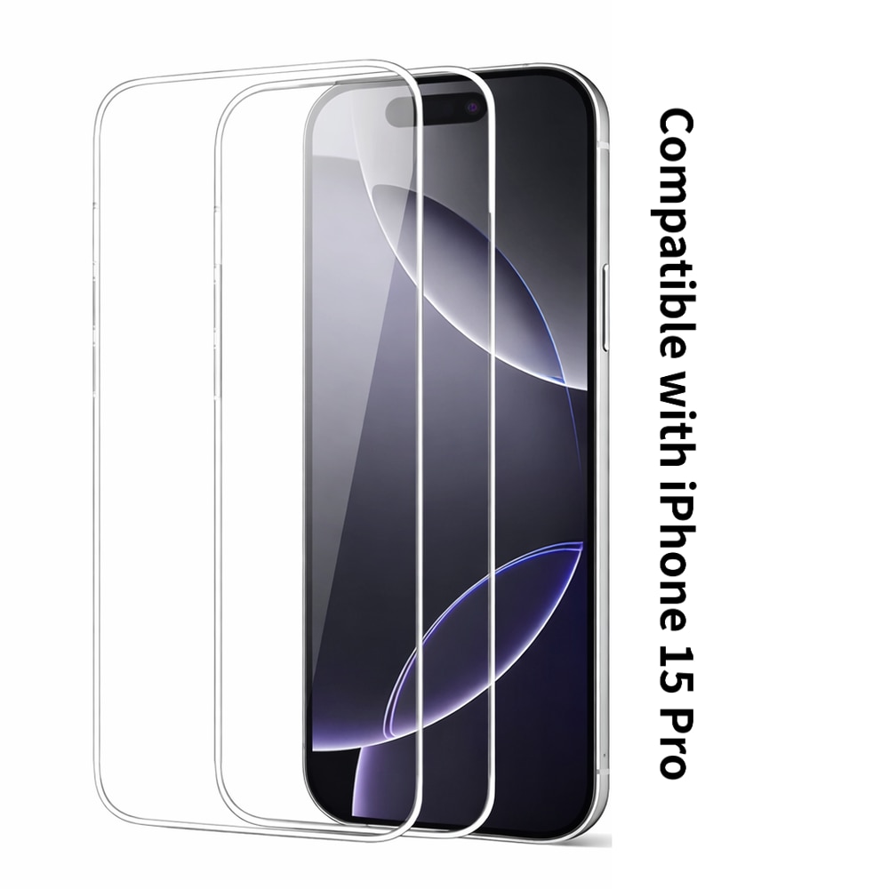 Folie Sticla Securizata pentru iPhone 15 Pro [2 Bucati], Protectie Ecran Anti-Zgarieturi [6.1 Inch], cu Servetele de Unica Folosinta