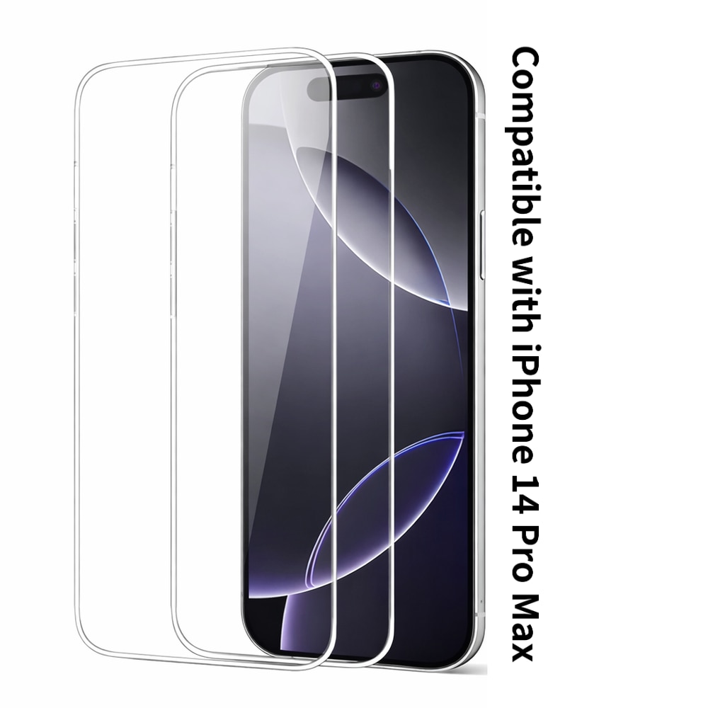 Folie din Sticla Securizata pentru iPhone 14 Pro Max Set 2 Bucati HCT STYLE®, Protectie Ecran Anti-Zgarieturi, Ultra-Clara, Rezistenta