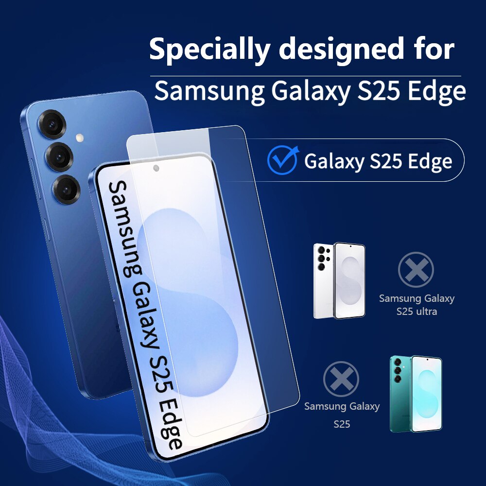 Folie din Sticla Securizata pentru Samsung Galaxy S25 Edge Set 2 Bucati HCT STYLE®, Protectie Ecran Anti-Zgarieturi, Ultra-Clara, Rezistenta