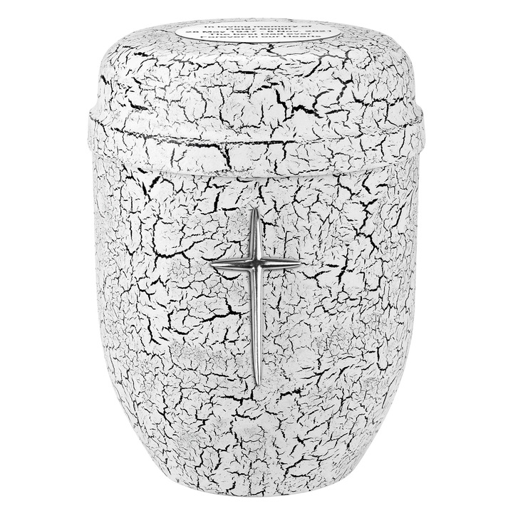 Urna de incinerare din metal alb pentru cenusa de adult, Remember Forever