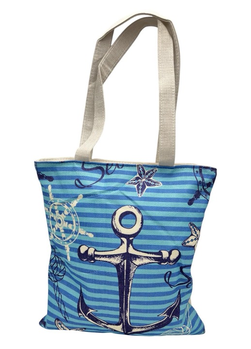 Geanta de plaja cu design nautic, Alex, Eleganta si practica, Cu fermoar, 38X34 cm