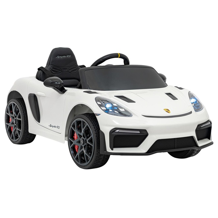 Masinuta electrica Porsche Spyder RS 718, 2x45W, alb, 108x66x44cm