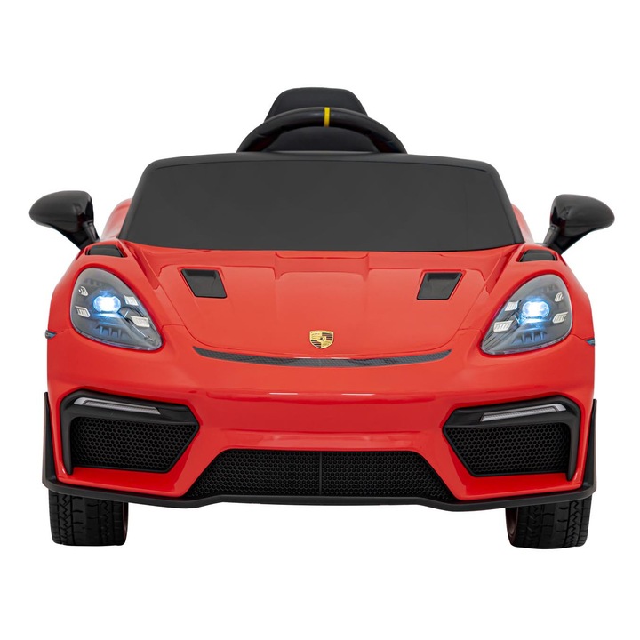 Masinuta electrica pentru copii Porsche Spyder RS, rosu, 108x66x44cm, 2.4GHz, 3 viteze, cu usi deschise, scaun ecologic