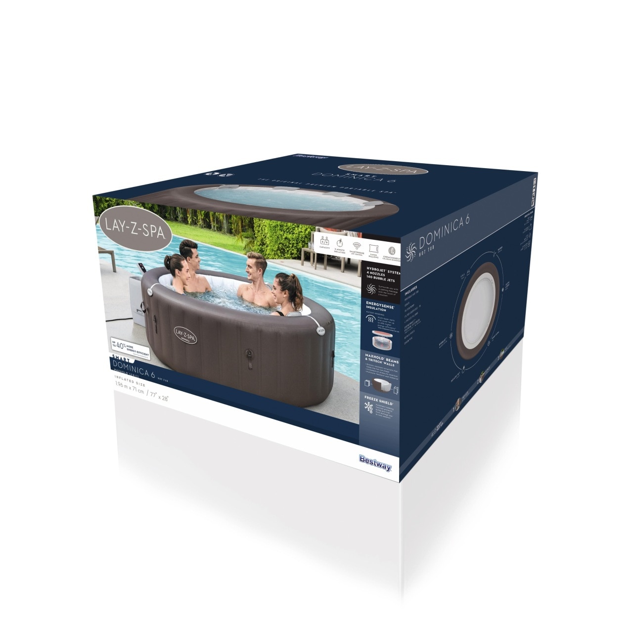 Jacuzzi Lay-Z-Spa Dominica SMART HydroJet, 196x71cm, 810L, 40°C