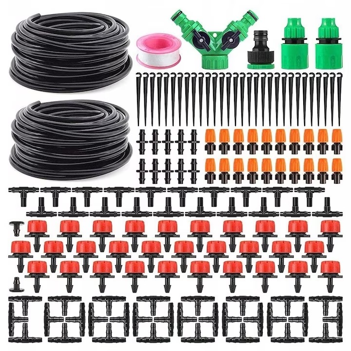 Set irigare prin picurare pentru gradina, NEVERMORE, 2 x 15m, economie de apa, reglabil
