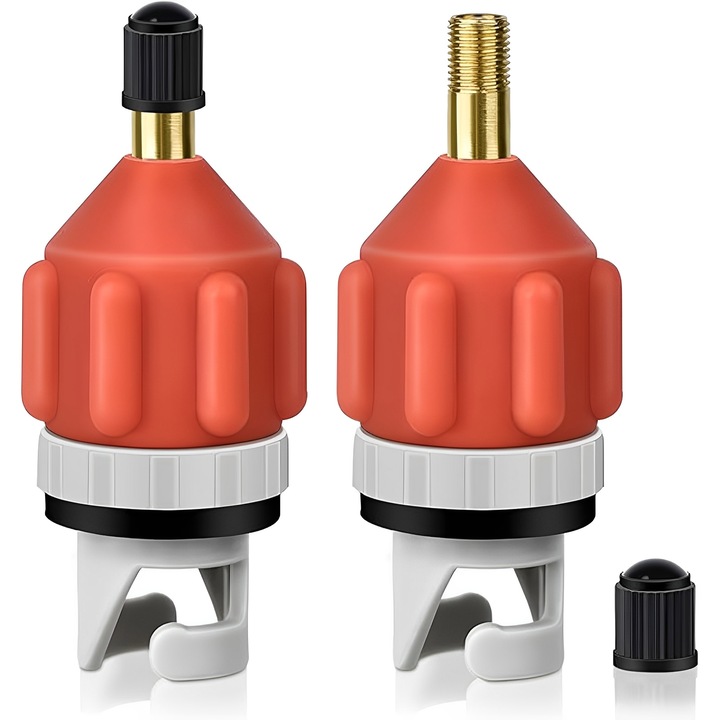 Set 2 adaptoare pentru pompa de kaiac, TREXORA, cupru/cauciuc, compatibile cu ambarcatiuni gonflabile, 6.5x3.2cm, rosu