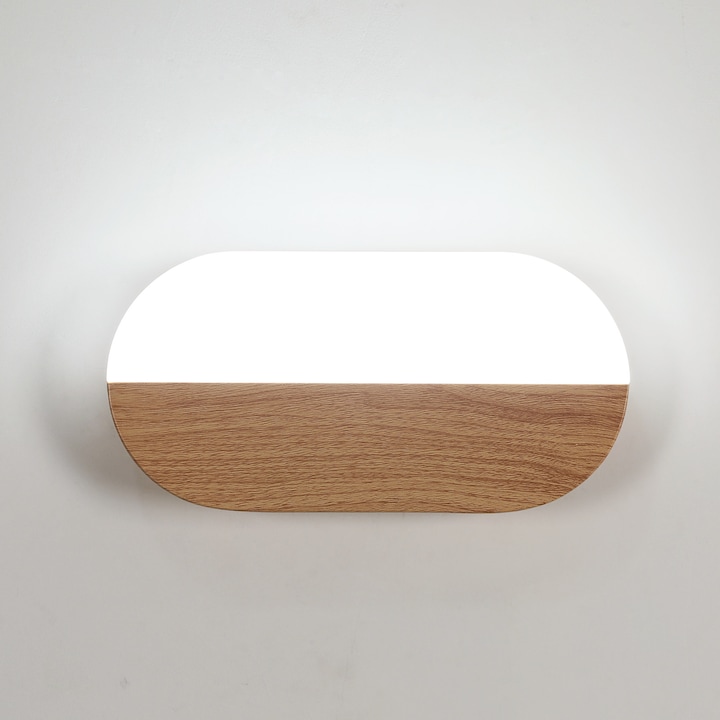 Акрилна LED стенна лампа, Goeco, 7w, 22*11*3.5 см, студено бяла светлина 6500k, цвят дървесни шарки, модерен скандинавски дизайн, подходяща за спалня, хол, детска стая, нощно шкафче