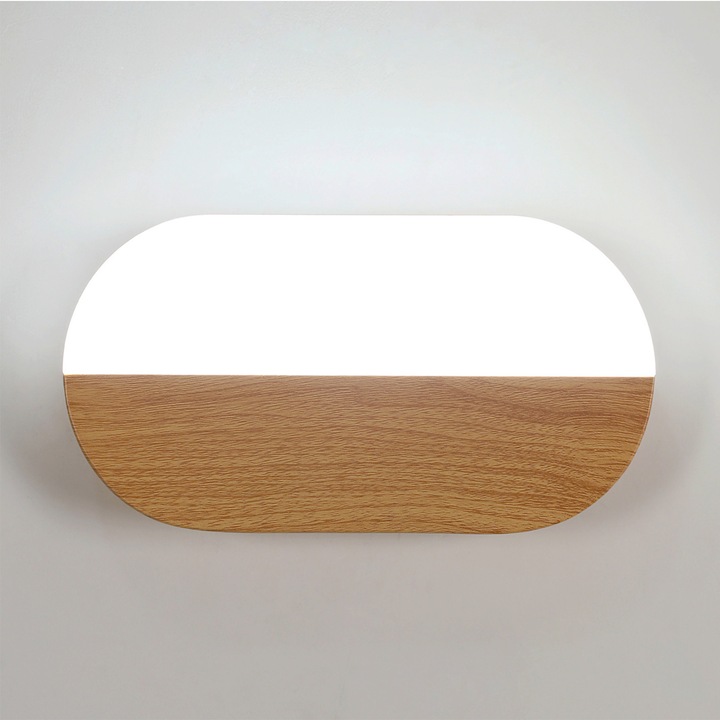 Lampa De Perete Cu Led, Goeco, 7W, Lumina Alb Rece 6500K, Lemn + Acril, 22x11x3.5cm, Pentru Dormitor, Living, Camera Copiilor, Noptiera